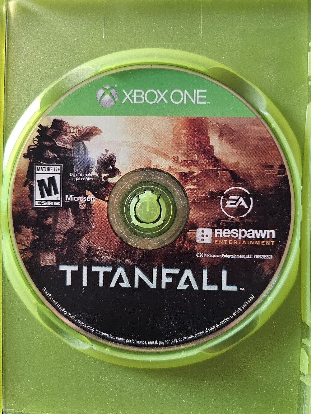 Physical game disc for Titanfall on the Microsoft Xbox One platform